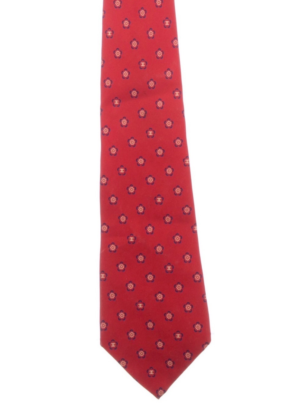 CHANEL Red Silk Medallion Tie for Men